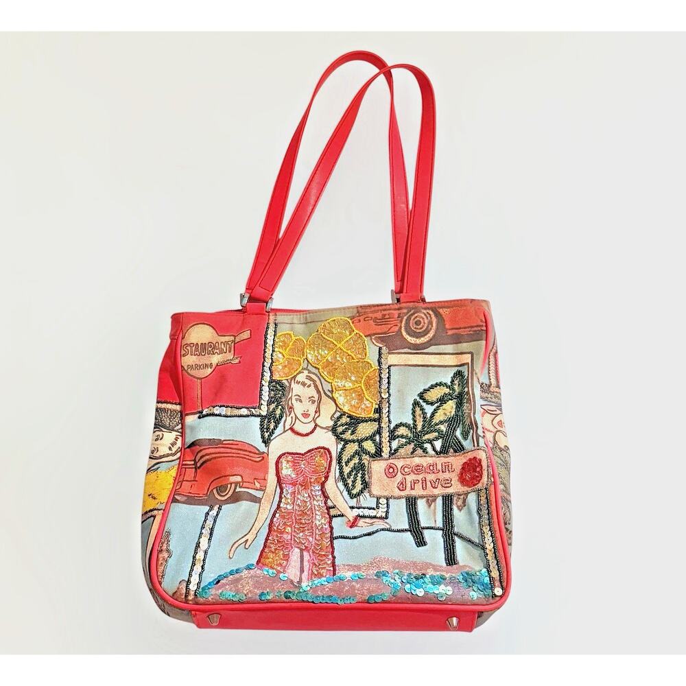 Vintage Y2K Prezzo Ocean Drive Sequin Embellished Retro Art Purse